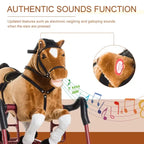 Kids Plush Rocking Horse Toy, Toddler Spring Rocker Rocking Horse With Realistic Sounds, for Children 3+ Years Old, Brown