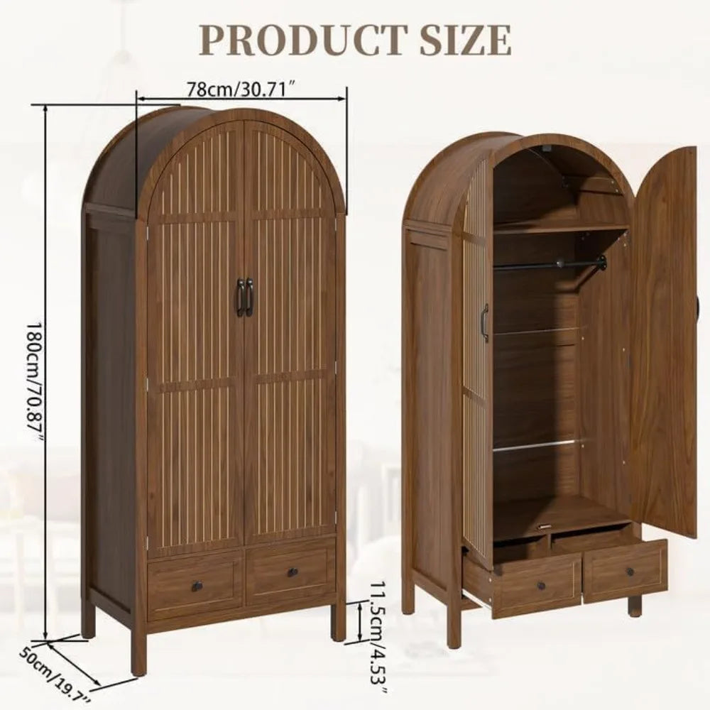 Modern Armoire Wardrobe with Drawers, Shelves