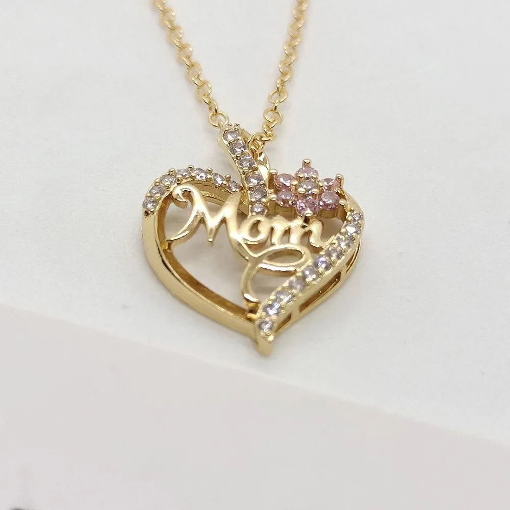 Gold-Plated Mom Heart Necklace