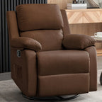 Swivel Rocking Recliner Chair, Small Space Glider Recliner with Side Pockets, Upholstered Fabric for Nursery & Living Room