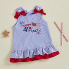 Baby Girls American Flag Print Sleeveless Dress