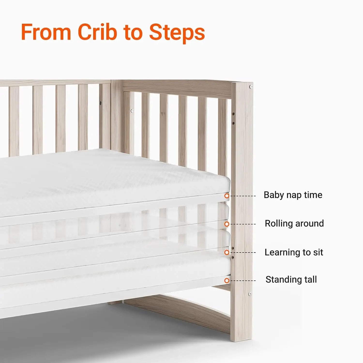 Convertible Baby Crib With Removable Wheels