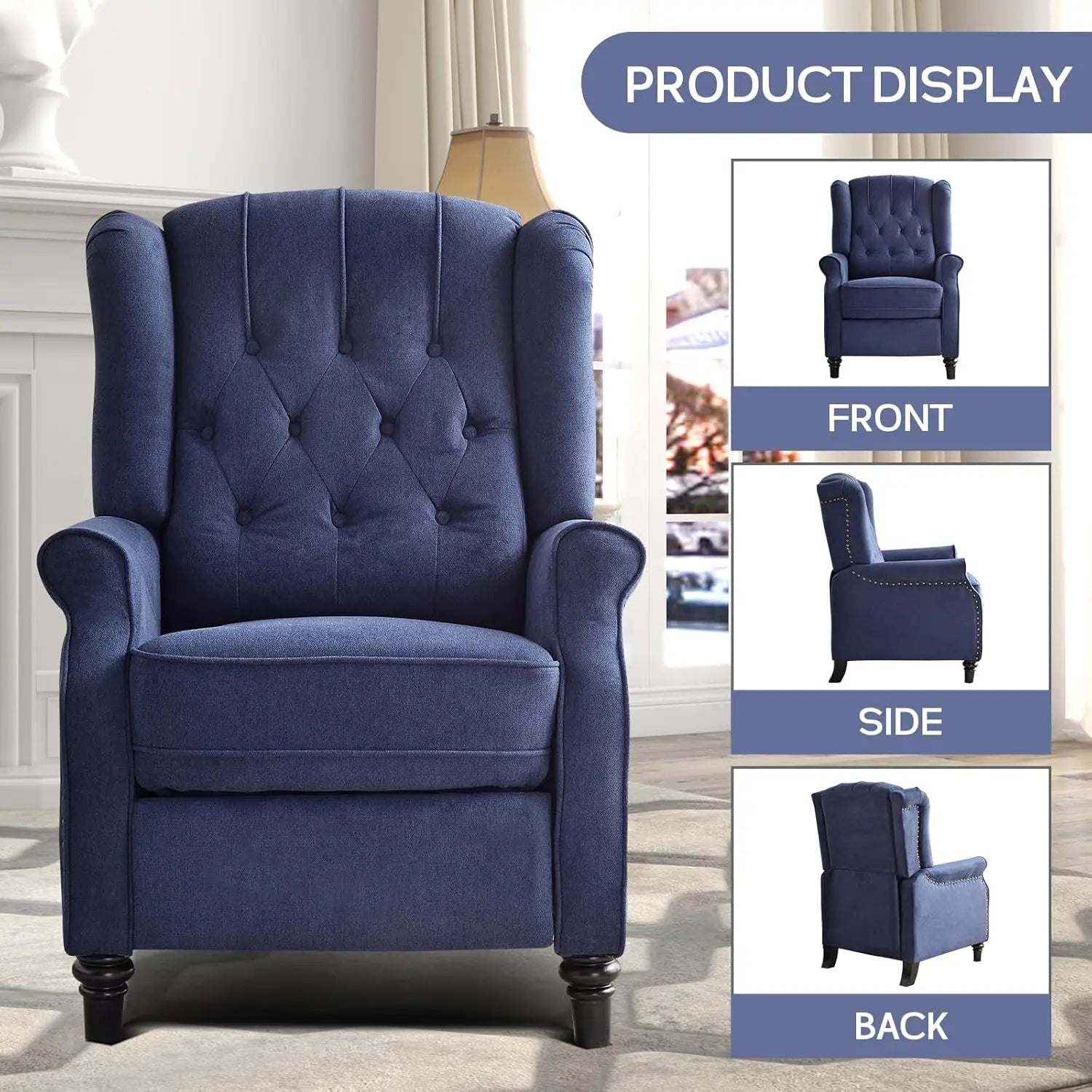 Push Back Recliner Chair Fabric Lounge Armchair
