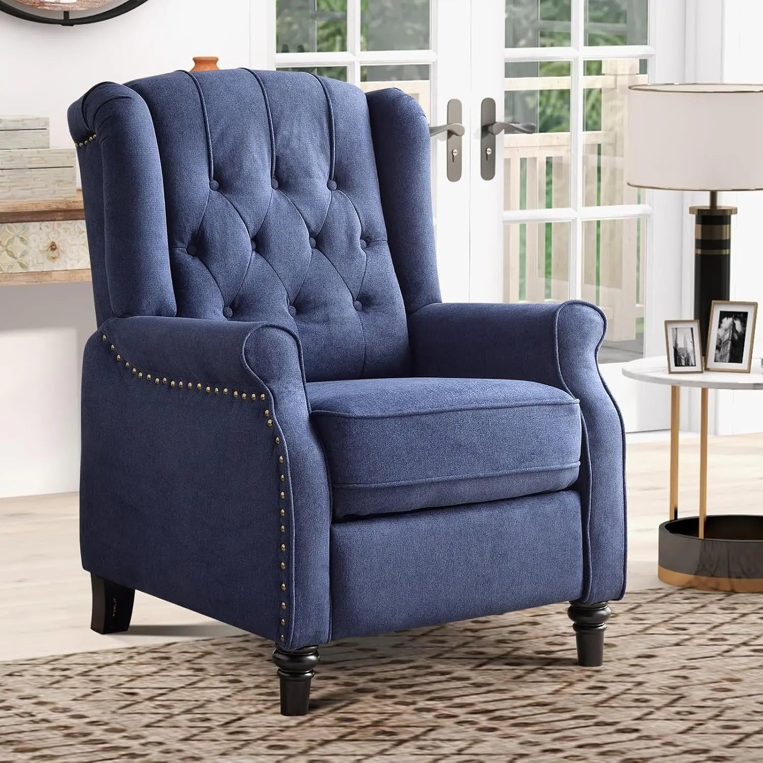 Push Back Recliner Chair Fabric Lounge Armchair