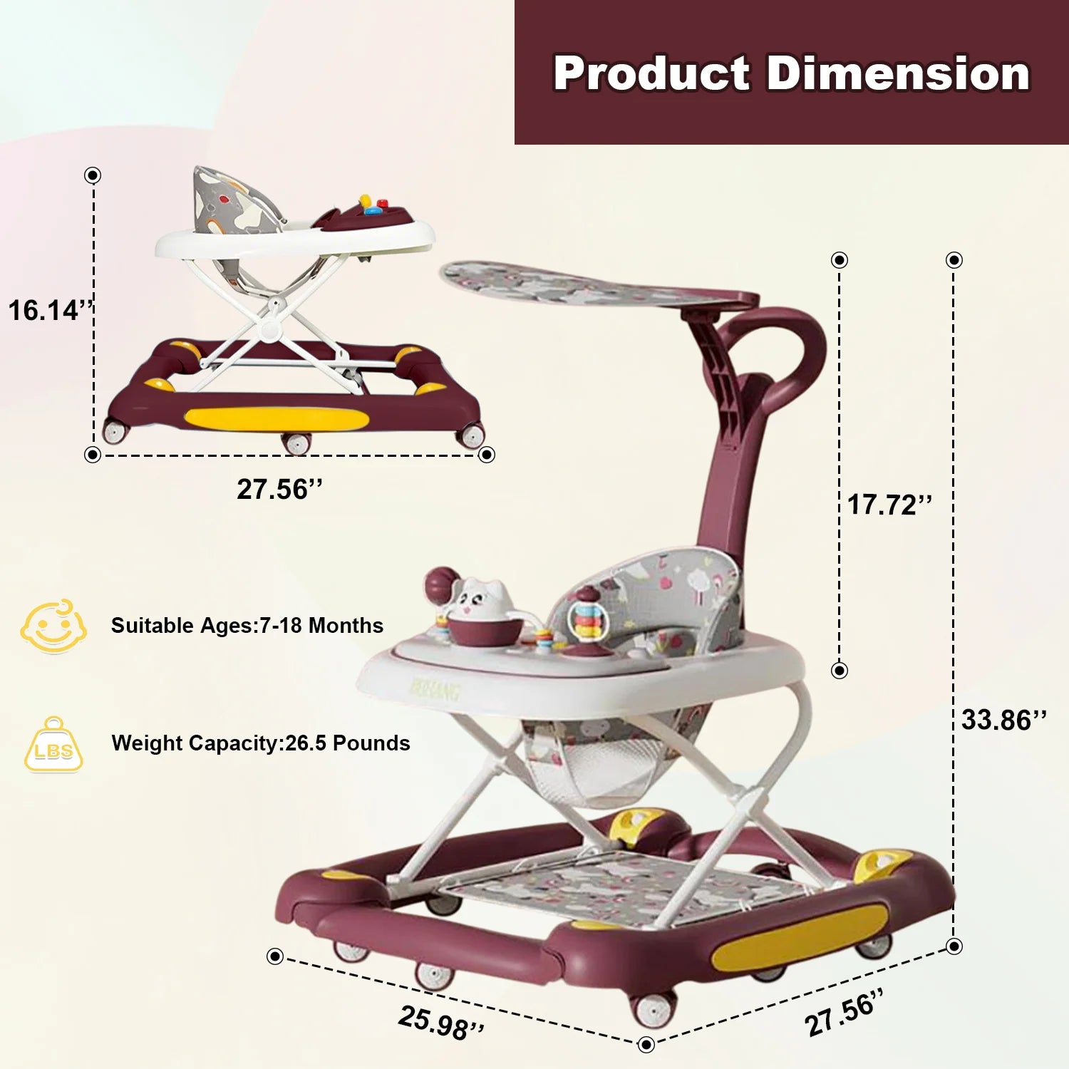 6-in-1 Baby Walker Pusher