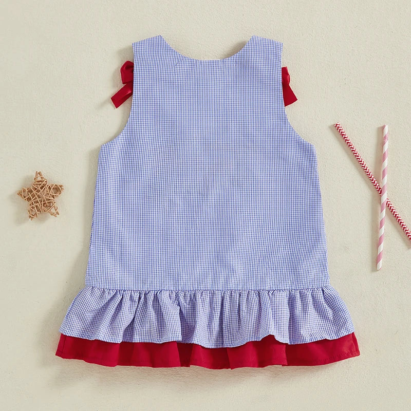 Baby Girls American Flag Print Sleeveless Dress