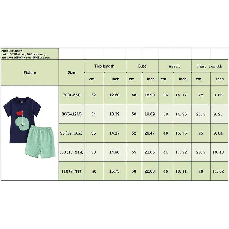 Toddler Boys Summer Outfits Golf Embroidered