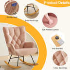Upholstered Glider Rocker with High Backrest