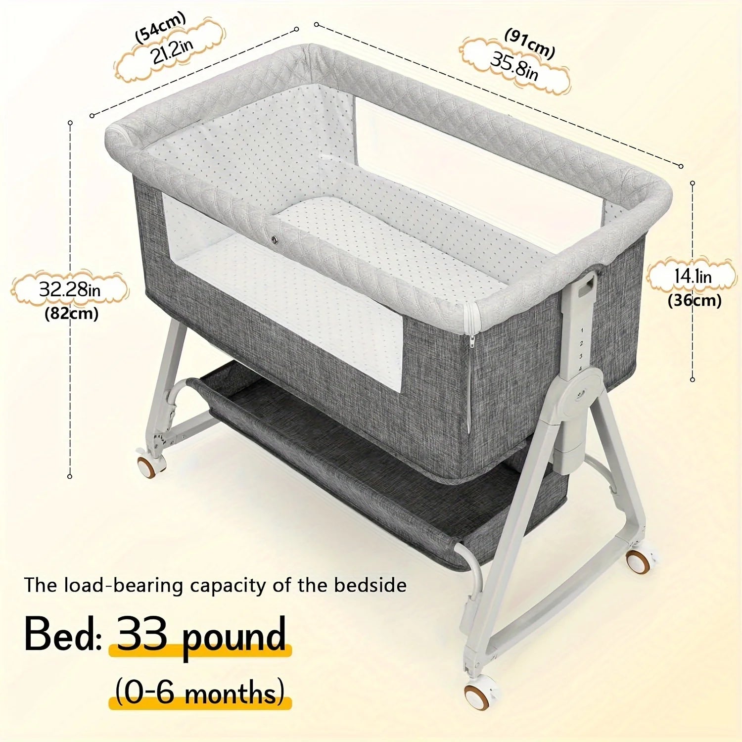 Bassinet Bedside Sleeper with Wheels