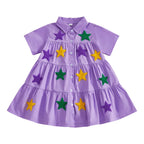 Toddler Mardi Gras Dress with Sequin Star Detail