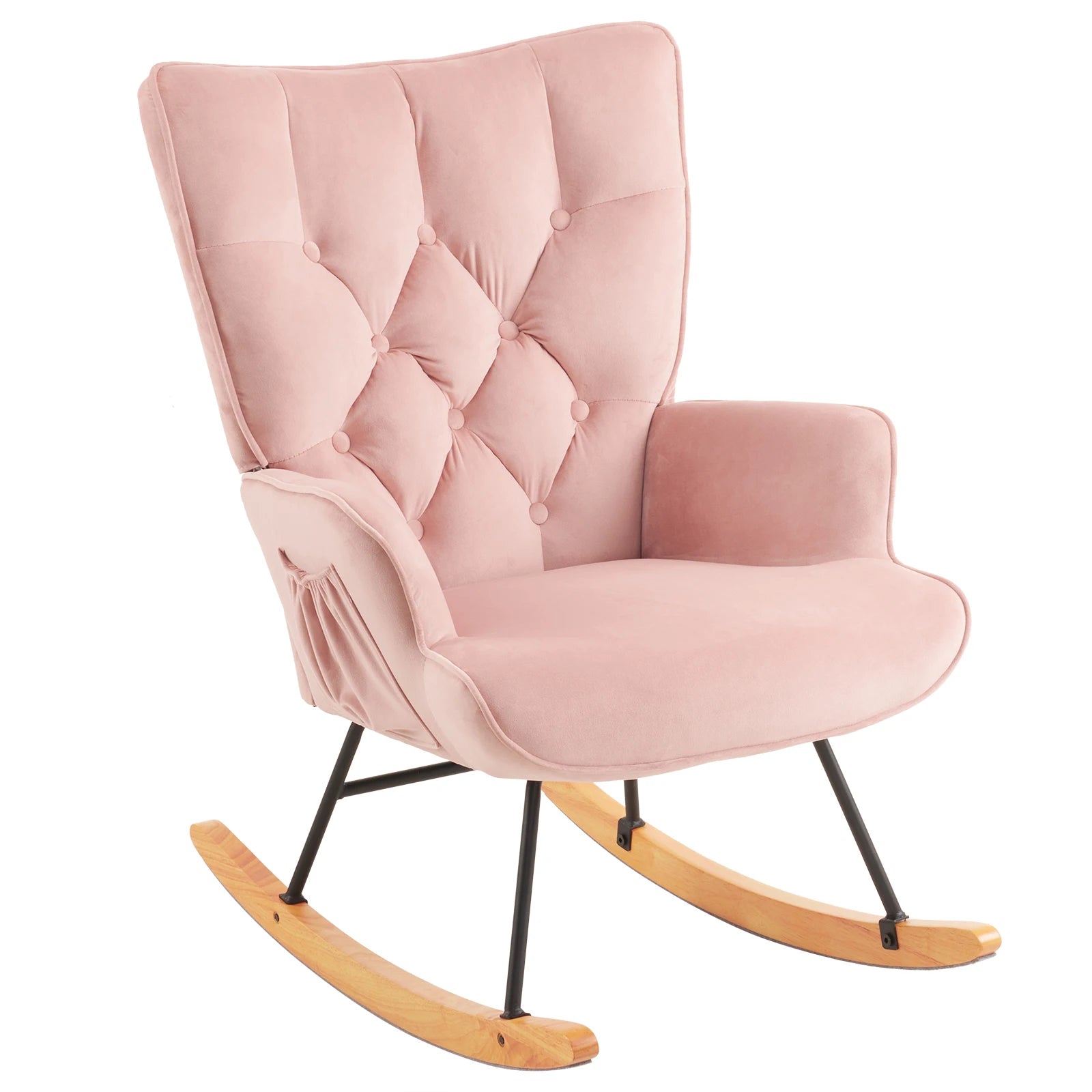 Upholstered Glider Rocker with High Backrest