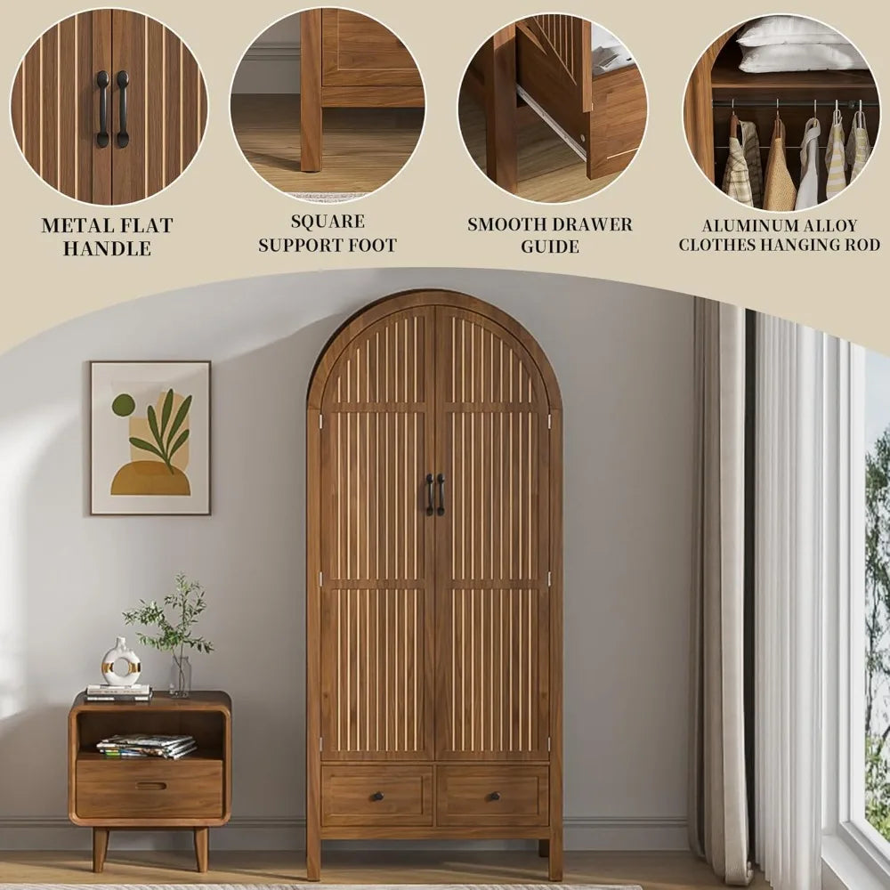 Modern Armoire Wardrobe with Drawers, Shelves