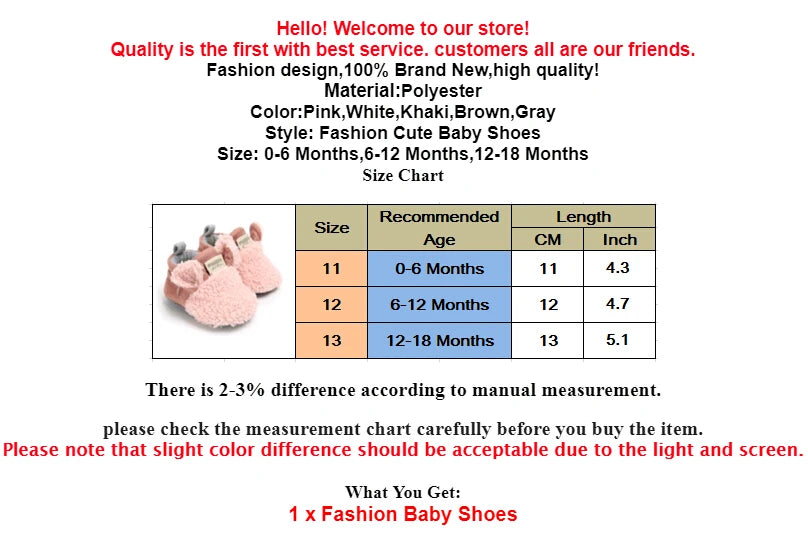 Cozy Fleece Baby Booties Anti-Slip Sole