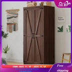 Wooden Bedroom Armoire with Hanging Rod And Door