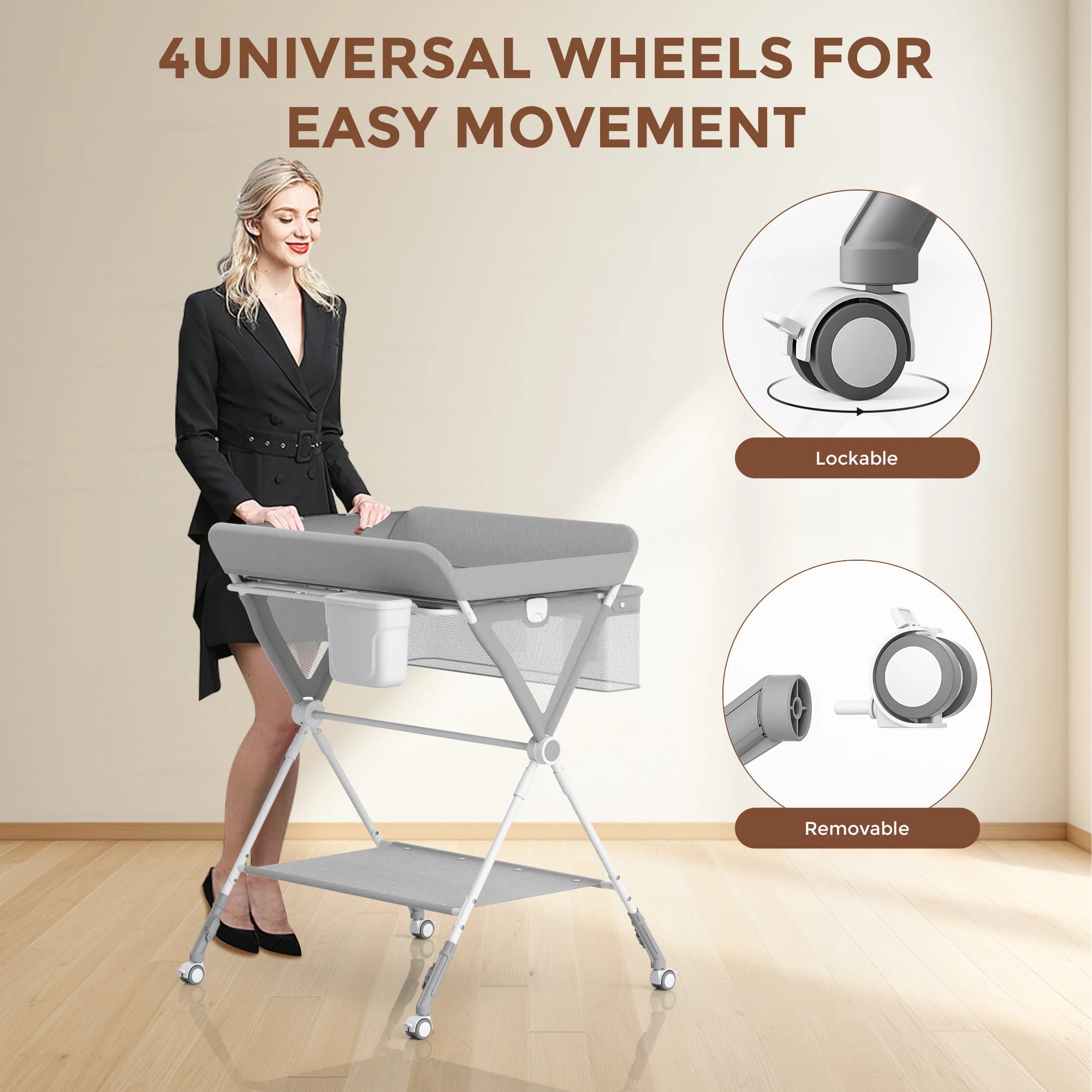 Baby Changing Table Foldable Changing Table Wheels