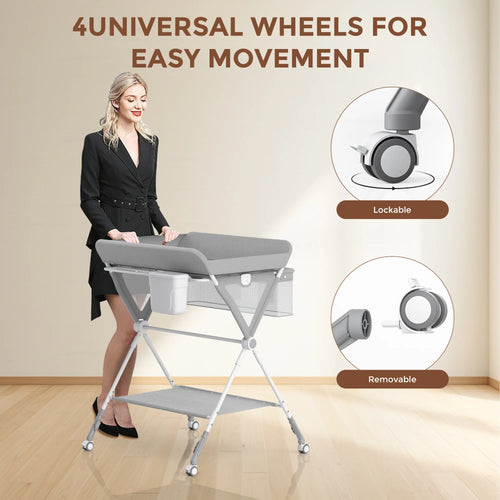 Baby Changing Table Foldable Changing Table Wheels