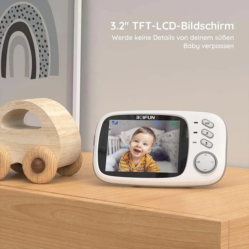 Boifun 3.2 Inch Digital LCD Screen Wireless Baby Monitor with Camera,  Surveillance with  VOX, Night Vision,Temperature Monitor