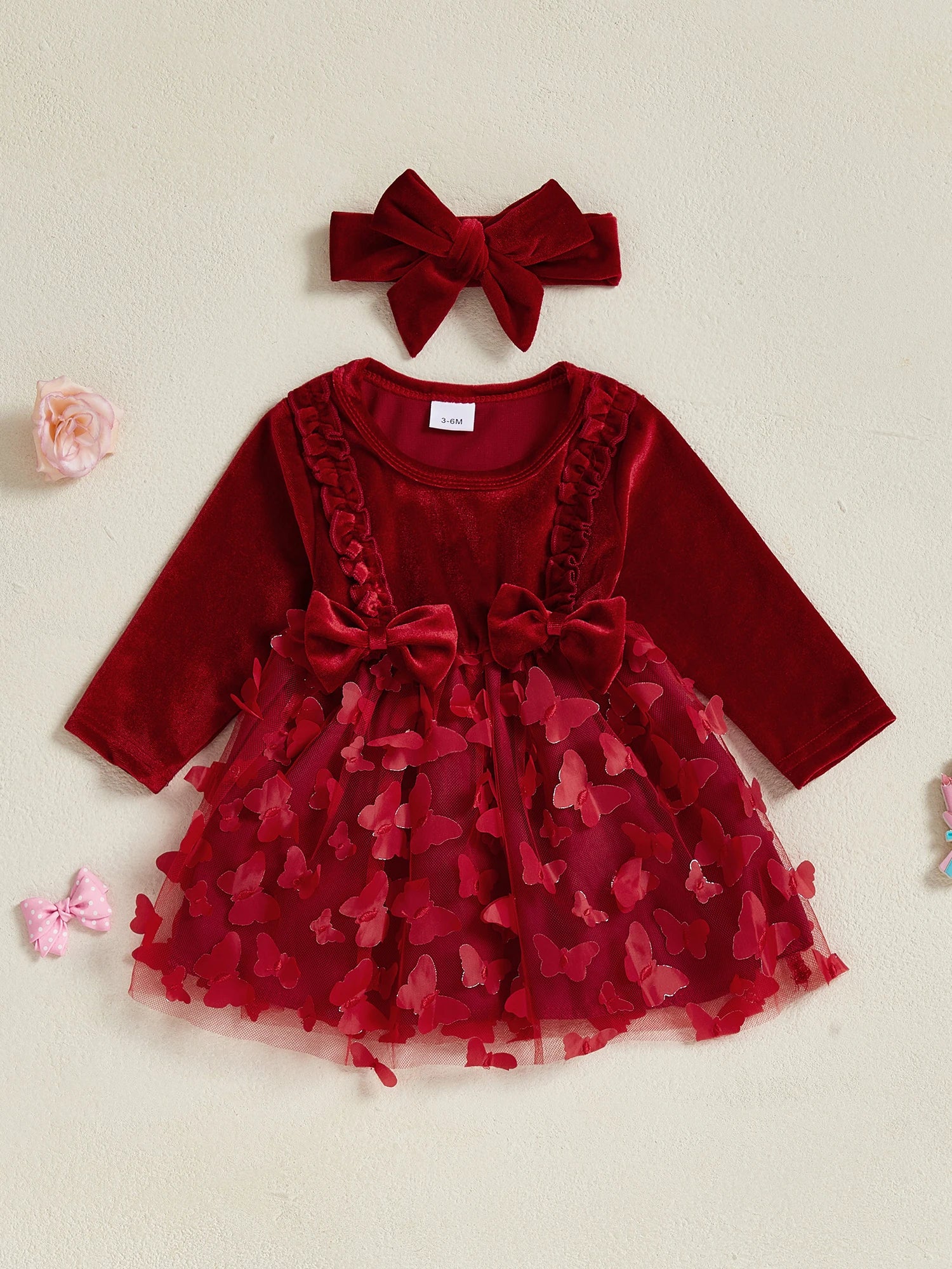 Toddler Girls Floral Print Ruffle Sleeve Dress