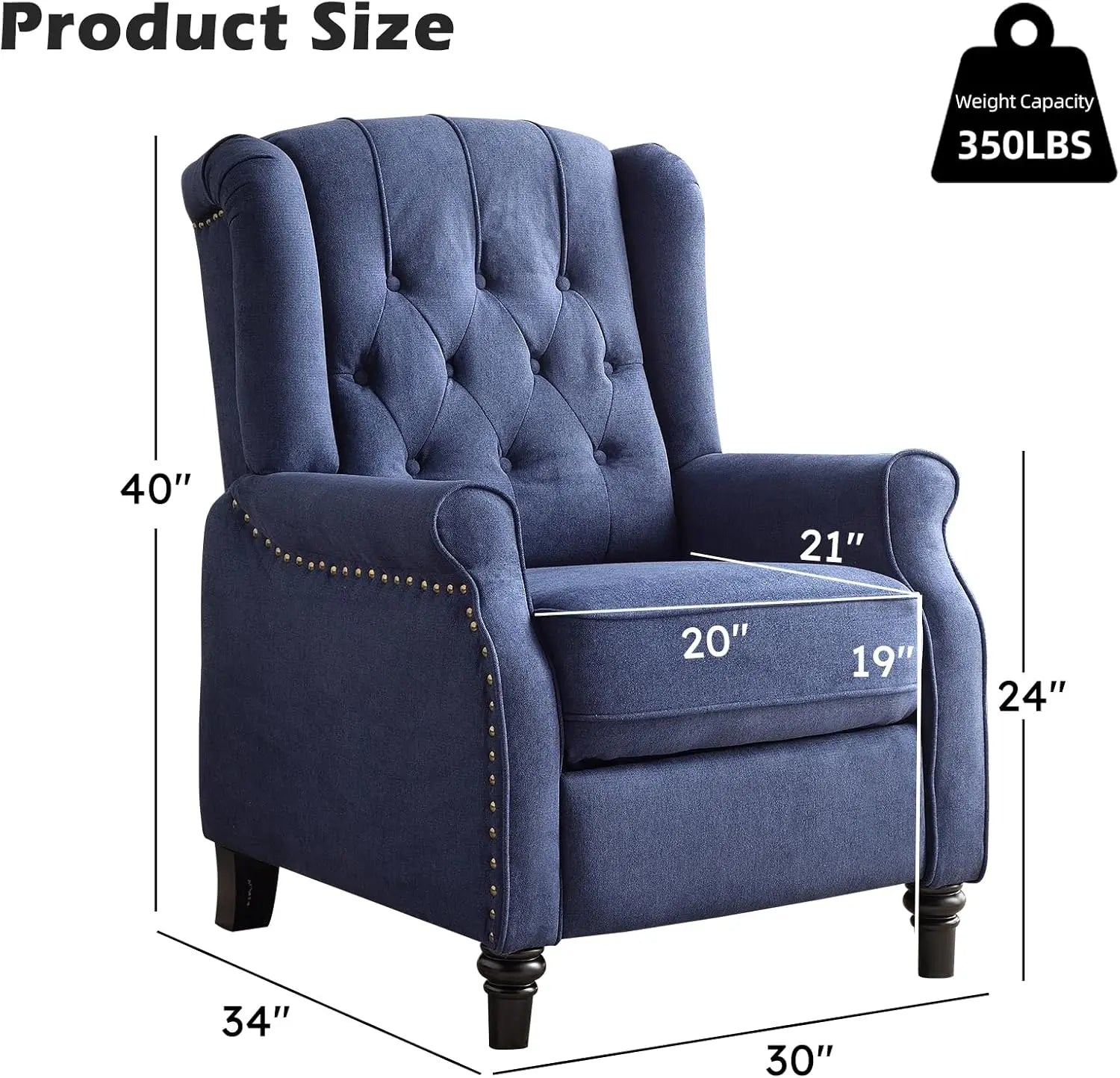 Push Back Recliner Chair Fabric Lounge Armchair