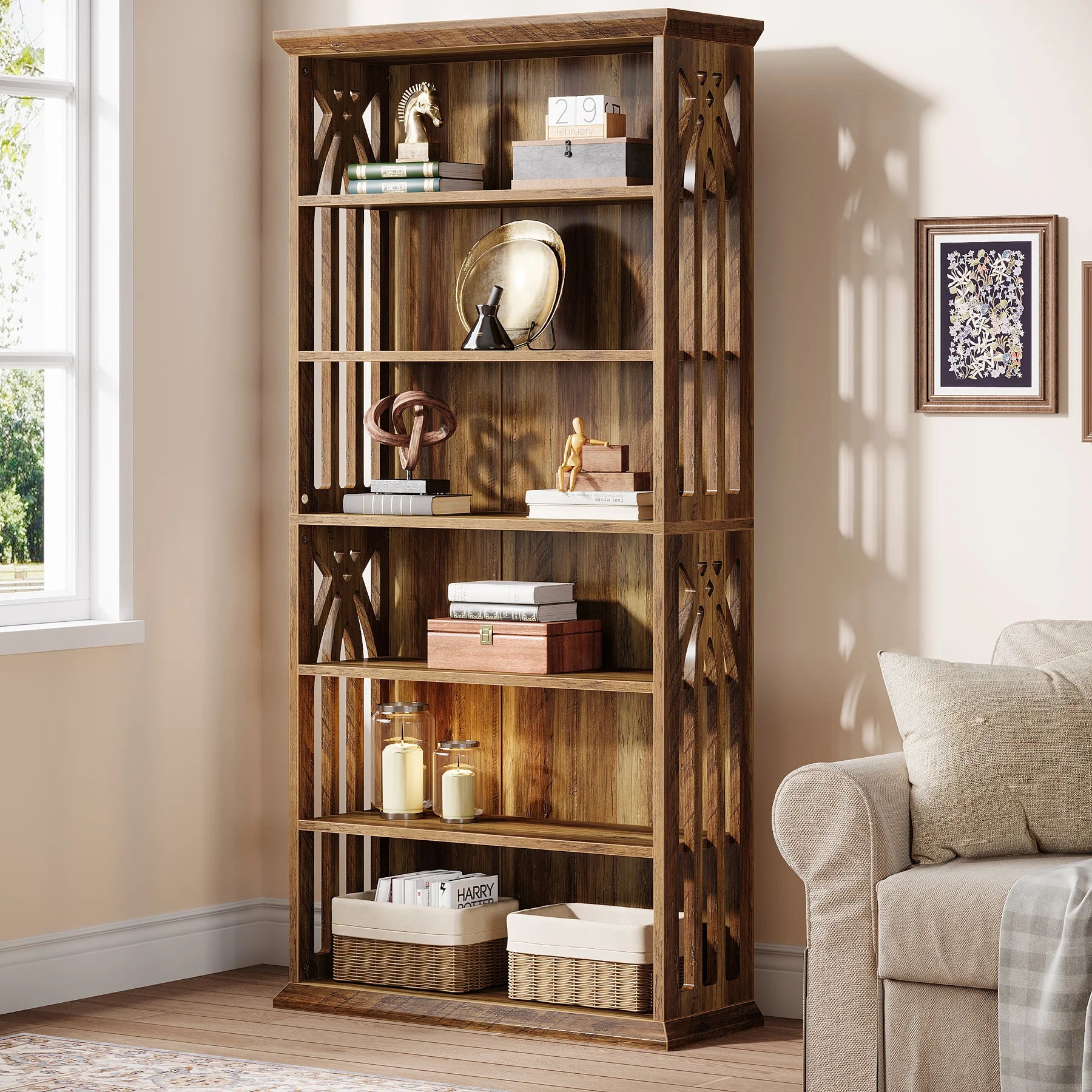 Freestanding Display Shelves, Wood Bookshelf
