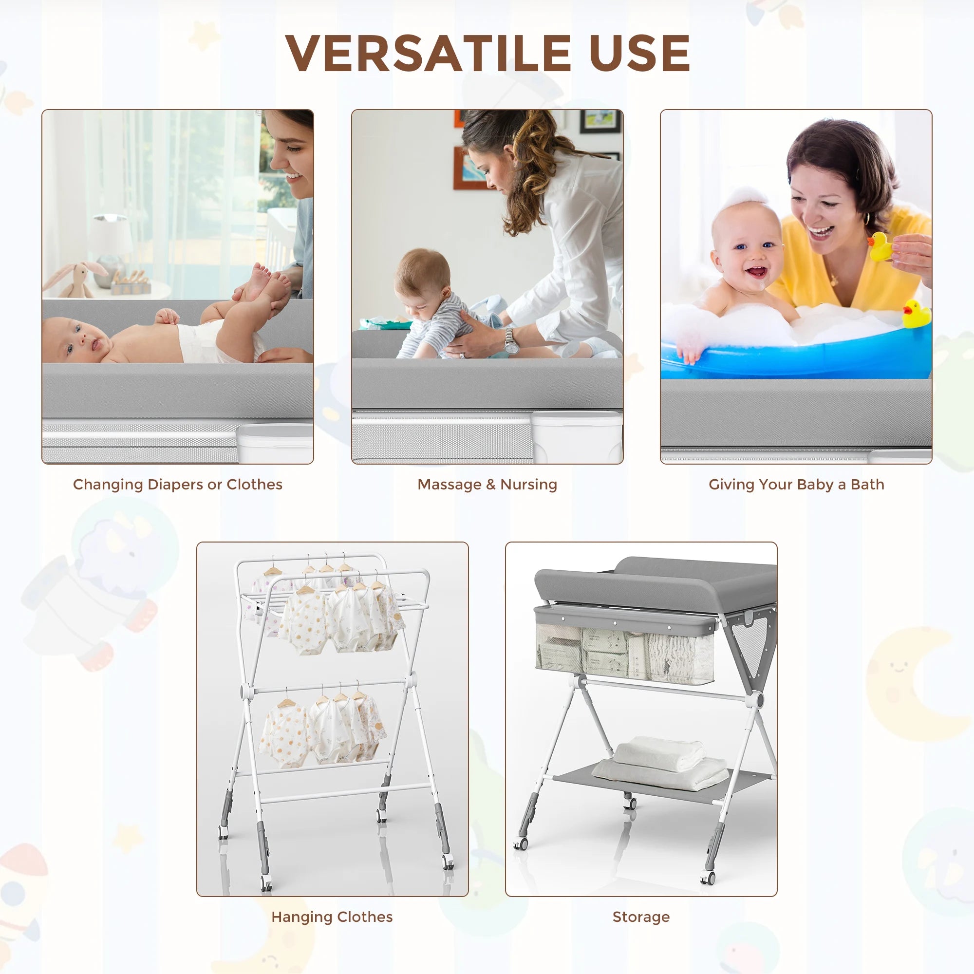 Baby Changing Table Foldable Changing Table Wheels