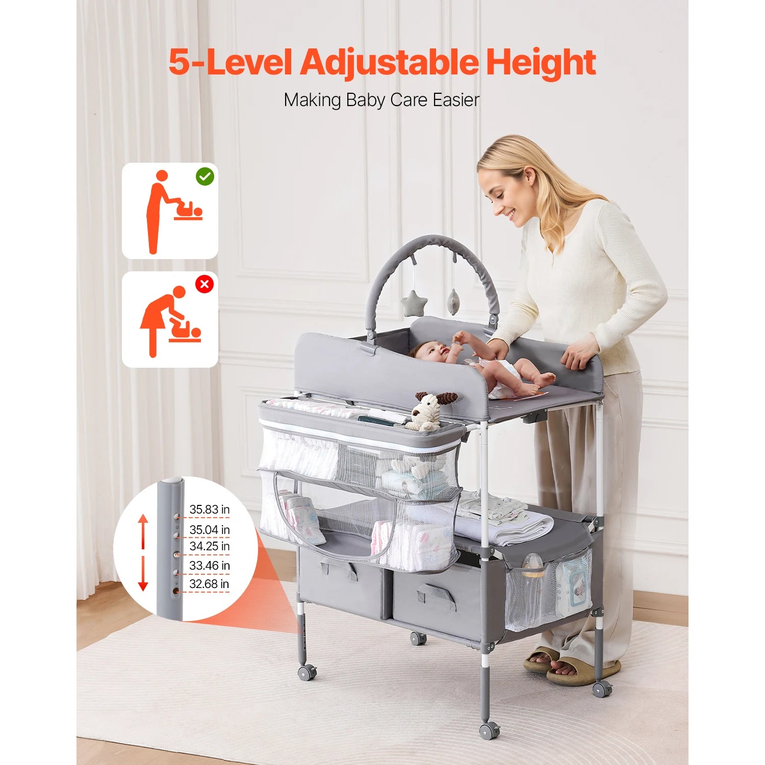 Baby Changing Table Foldable Diaper Change Station