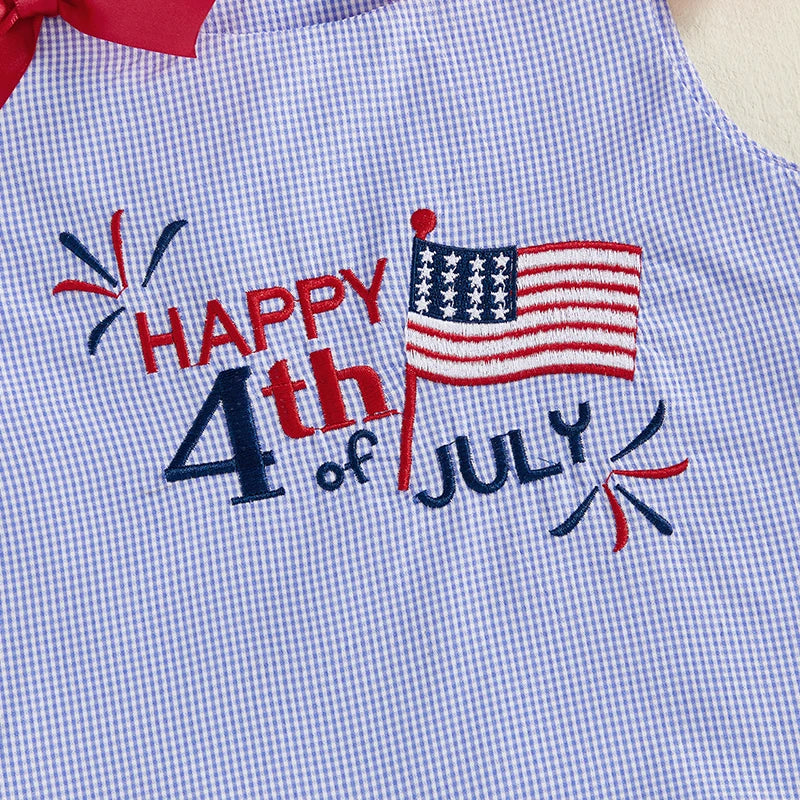Baby Girls American Flag Print Sleeveless Dress