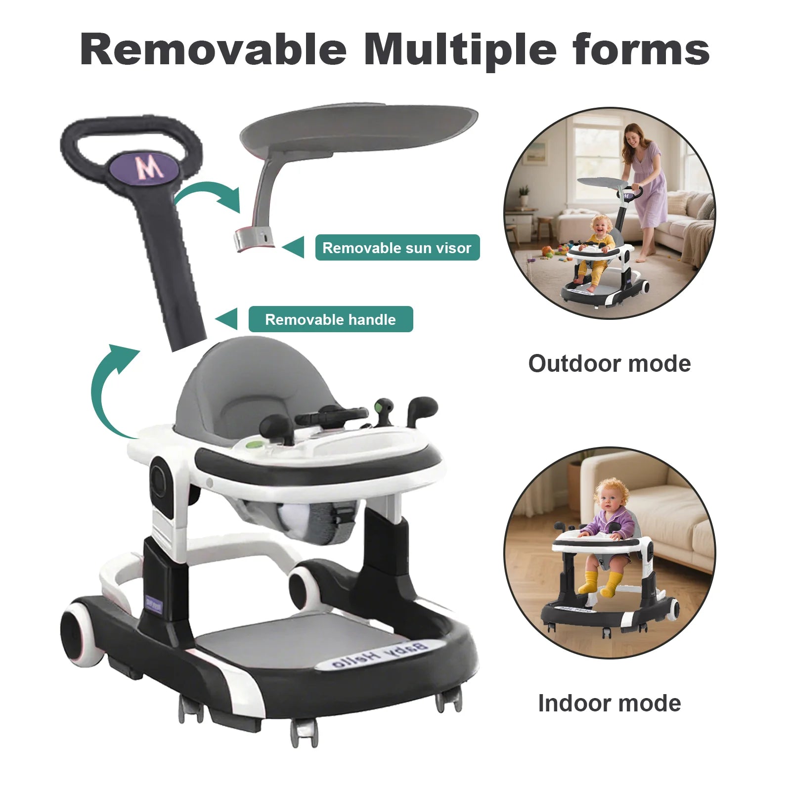 Multifunctional Baby Walker With Sunshade and Seat