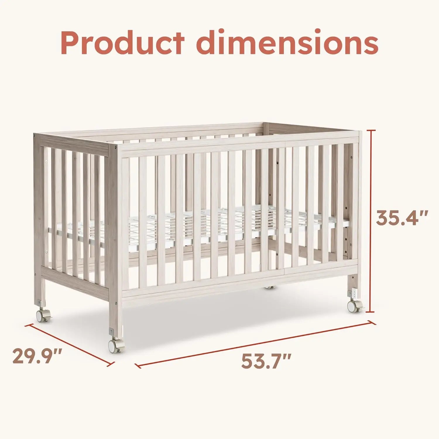 Convertible Baby Crib With Removable Wheels