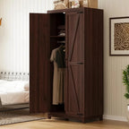 Wooden Bedroom Armoire with Hanging Rod And Door